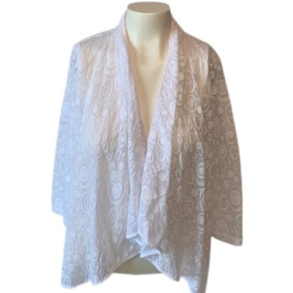 Laura Petites white open front detailed texture cardigan size M - Picture 1 of 5